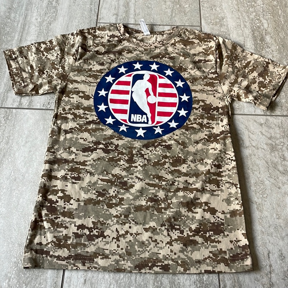 Code Five,brown & tan(camouflage)round neck tee shirts,short sleeves,NBAlogo